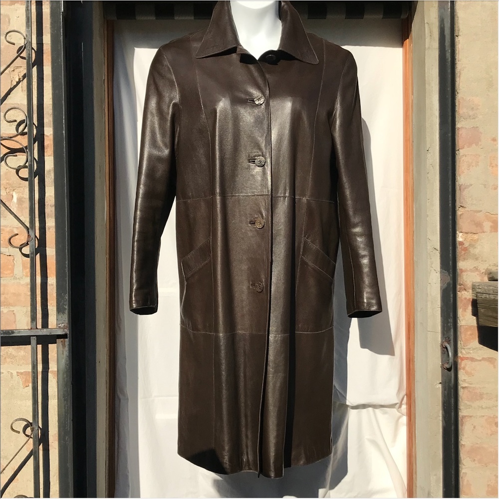 PRIDE Italian brown gloss leather  coat